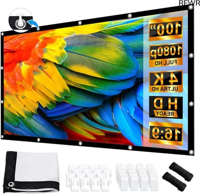 RFWR® Projectiescherm 100 inch – Draagbaar en opvouwbaar HD Projectiescherm voor Buitenshuis en Thuisbioscoop