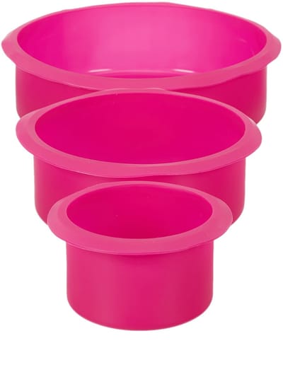 Silicone bakvorm set voor Verjaardstaart met 3 etages - 3 verdiepingen Ø18,Ø13 en Ø7.5cm en 4.5cmH elk, willekeurige kleur