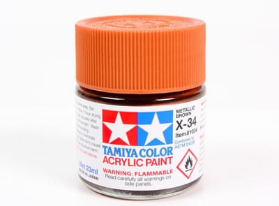 Tamiya Hobbyverf Acrylverf - X-34 Brown - Metallic - Gloss - Acryl - 23ml Verf potje - 23 ml