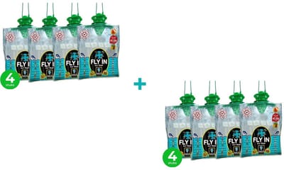 Vliegenval L met lokmiddel - 8 stuks - Vangt 40.000 vliegen per zak - Vliegenzak - Vliegenvanger - Ecologisch en gifvrij