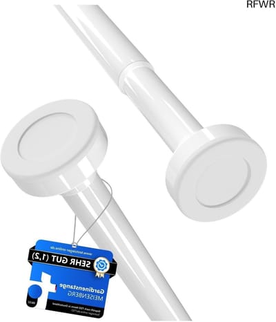 RFWR® Telescopische Douchegordijnstang zonder boren 140-250 cm - Flexibele Roede voor Badkamer en Keuken, Ø25 mm, Wit