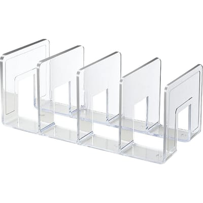 Serre-livres Couleur Transparente Style Simple 4 Compartiments Matériau Acrylique Support d'Étagère à Livres pour Bureau Salle de Classe white