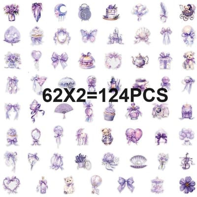 62/124 PCS Transparent PET Violet Graffiti Papeterie Carnet Autocollants Décoratifs Bagages Tasses à Eau Autocollants Trottinette