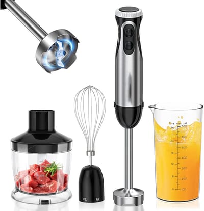 Staafmixer Set - Hakmolen - Groentesnijder - Soepmaker - Zwart en zilver