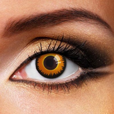 Partylens® oranje kleurlenzen - Orange Wolf - zachte jaarlenzen met lenshouder - Halloween - Cosplay