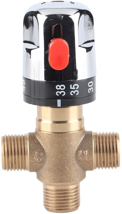 JHUBERS- Mengkraan Thermostatisch - 3-Weg Messing - Temperatuurregelventiel - Douchekraan - Wastafel/Bidet - Debiet 11,67 l/min - Thermostaatkraan