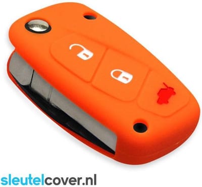 Autosleutel Hoesje geschikt voor Fiat - SleutelCover - Silicone Autosleutel Cover - Sleutelhoesje Oranje