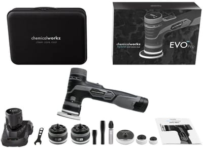ChemicalWorkz® - EVO Mini PRO - Snoerloze Hybride Excentrische Polijstmachine - 30mm - 38mm - 50mm - 400Watt + Draagtas
