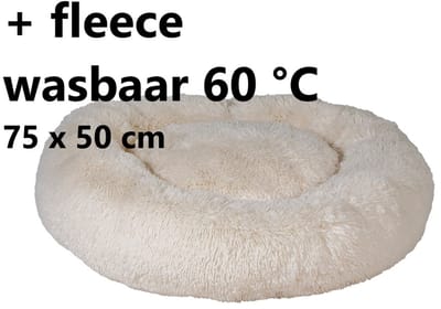 animal boulevard - hondenmand - basket - long pluche wit - 70 cm - comfortabel en zeer zacht - **+** fleece trixie 50 x 75 cm