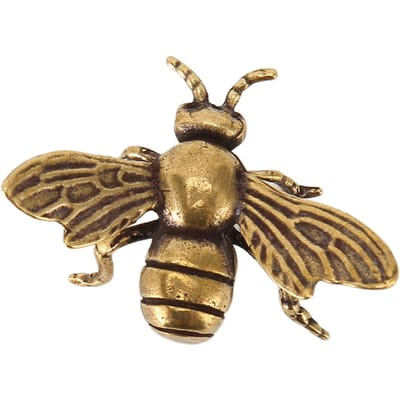 Figurine d'Abeille en Cuivre Décorative Antique Petit Ornement Animal Statue d'Abeille en Métal pour Bureau Étude beige
