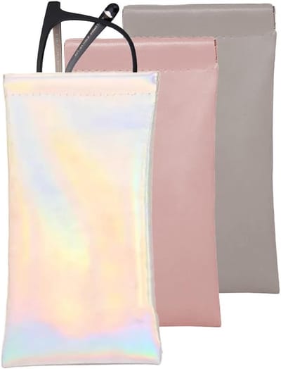 Draagbare brillenhoes set van 3 - Zachte brillenpouch, beschermende opbergtas voor zonnebrillen en leesbrillen