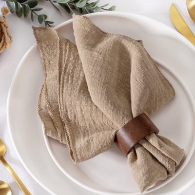 Servetten Doek Set - Tafellinnen Diner Doeken - Feestelijke Tafeldecoratie - Wasbaar Herbruikbaar Linnen - 42x42 cm - Nude Bruin
