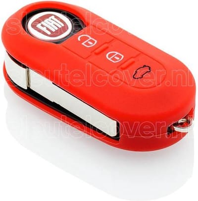 Autosleutel Hoesje geschikt voor Fiat - SleutelCover - Silicone Autosleutel Cover - Sleutelhoesje Rood