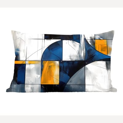 Sierkussens - Kussentjes Woonkamer - 60x40 cm - Abstract - Vormen - Goud - Blauw - Geometrisch