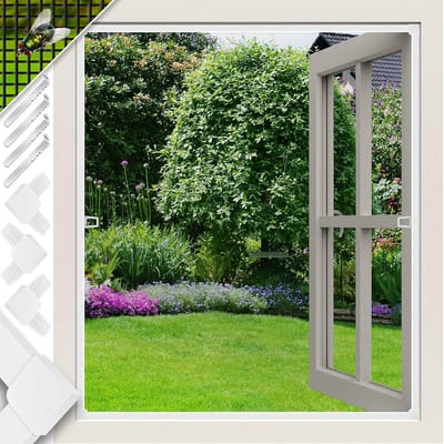 Horren voor Ramen 100x120 cm met Aluminium Frame Kleurwit Montage zonder Boren en Schroeven