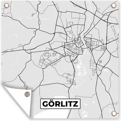 Tuin poster Stadskaart - Plattegrond - Görlitz - Duitsland - Kaart - 200x200 cm - Tuindoek