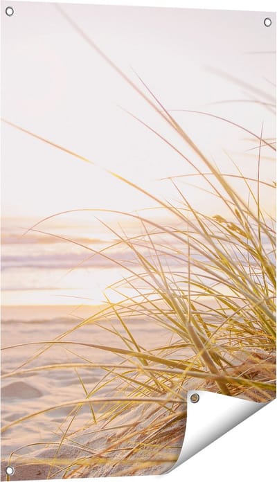 Gards Tuinposter Strand en Duinen tijdens Zonsondergang - 60x90 cm - Tuindoek - Tuindecoratie - Wanddecoratie buiten - Tuinschilderij