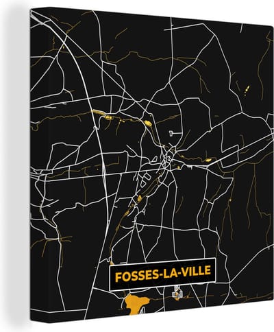 Canvas Schilderij Goud - Stadskaart - Plattegrond - Fosses-La-Ville - Kaart - 20x20 cm - Wanddecoratie