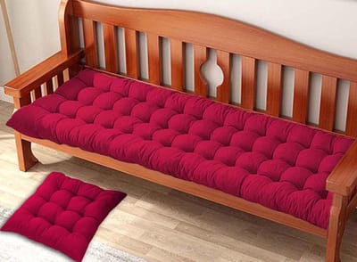 Dik Rechthoekig Tuinbank Kussen Binnen Buiten - 6-8cm Dik Luxe Zitkussen met Bevestigingsbanden