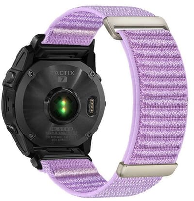 By Qubix - Geschikt voor Garmin bandje - 26mm Quickfit - Nylon Sport Loop bandje - Paars - Geschikt voor Garmin Epix Pro Gen 2 (51mm) / Quatix 7X / 6X & Tactix 7 (pro)