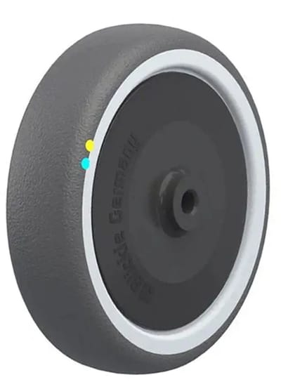 Wiel van 125 mm met grijs, elektrisch geleidend thermoplastisch polyurethaan op nylo
