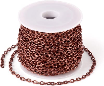 10 m/roll Rood Koper Ijzer Link Chain 4x2.7mm Ongelaste Platte Ovale Kabel Kettingen Voor Ketting Sieraden Accessoires Diy Maken