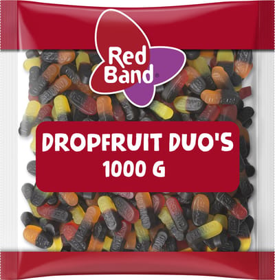 Red Band Dropfruit duo's - snoep mix - drop & fruitsmaak - zak 1000g