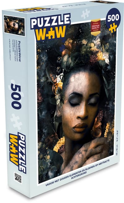 Puzzel Bloemen - Vrouw - Goud - Legpuzzel - Puzzel 500 stukjes