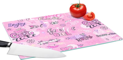 Glazen Snijplank - 39x28 - Meisjes - Tiener - Roze - Quotes - Patronen - Snijplanken Glas