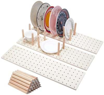 Dailygoods - 3Set Houten Pegboard Lade Organizer - Verstelbare Tafelgerei Organizer