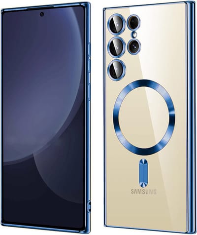 Hoesje geschikt voor Samsung Galaxy S25 Ultra - Techsuit Luxury Crystal Back Cover - Geschikt voor MagSafe - Transparant/Donkerblauw