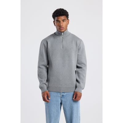 America Today Konrad Halfzip Dark Grey Melange Size: S | Turtlenecks Outlet | Heren | Grijs