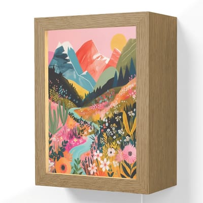 Wandlamp 15x20 cm - Oplaadbaar - Rivier - Diepte - Bloemen - Wandlampen binnen woonkamer - Slaapkamer lamp met kabel - Decoratieve nachtlamp - Vloerlamp snoer