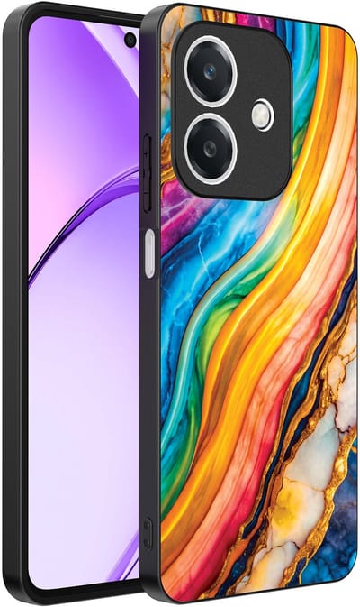 Smartphonica Telefoonhoesje Geschikt voor Oppo A3 - A3X met Regenboog Goud Marmer Opdruk - TPU Backcover Case Rainbow Gold Marble Design geschikt voor Oppo A3;Oppo A3X