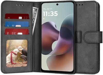 Hoesje geschikt voor Motorola Moto G56 - Techsuit Diary Book Wallet Case - Zwart