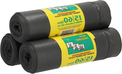 Trekbandzakken LDPE Rol - Afvalzakken - Efficiënt Afval Verwerken - Geïntegreerde Trekbandsluiting - 60x80 cm 45 Stuks - Grijs