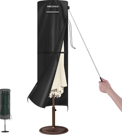 Beschermhoes voor parasol, 300 cm, beschermhoes voor zweefparasol, dubbele parasol, beschermhoes, waterdicht, 3 m, met stang, tuindouche, afdekking, 420D Oxford-stof, 220 x 67/67 cm
