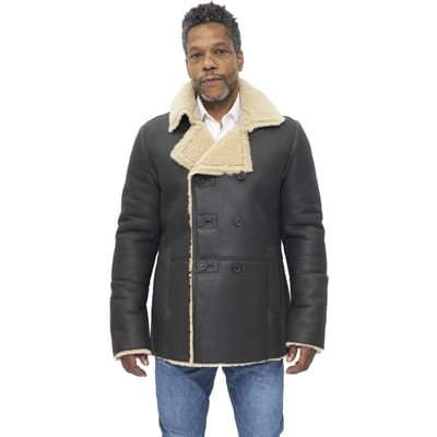 Heren double-breasted shearling schapenvacht erwtenjas-Valencia