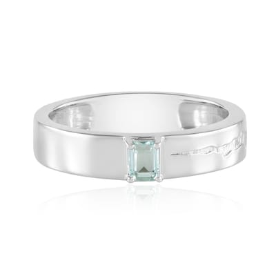 Cavill - Zilveren ring met Paraiba kleurige smaragd 0,169 ct - 925 Sterling zilver geplatineerd - achthoek trapgeslepen - elegante damesring