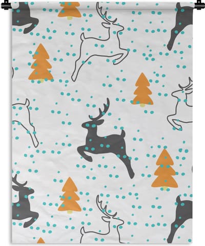 Wandkleed - Wanddoek - Hert - Patroon - Boom - 90x120 cm - Wandtapijt