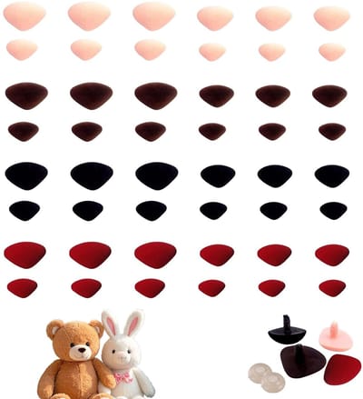 Dailygoods- Veiligheidsneuzen 48 Stuks - Kunststof Neuzen - Flocking - 4 Maten - Sluitringen - Voor Pluche Poppen - Knuffelneuzen