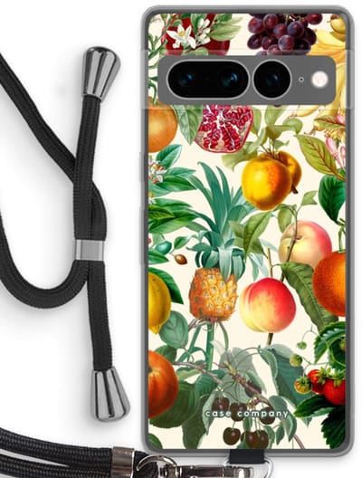 Case Company® - Hoesje met koord geschikt voor Google Pixel 7 Pro hoesje met Koord - Classic Flora - Telefoonhoesje met Zwart Koord - Bescherming aan alle Kanten en Over de Schermrand