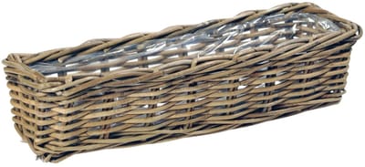 Mega Collections Plantenmand Java - rotan - naturel - rechthoek - 60 x 16 x 15 cm - plantenbak buiten/binnen