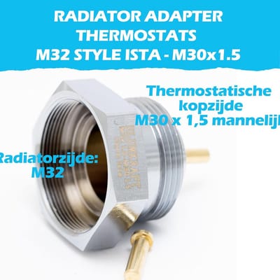 Verloopadapter Radiatorkraan M32x1 naar M30x1.5 voor Slimme Thermostaatkop