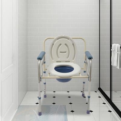 Toiletstoel Douchestoel - Hulpmiddel Ouderen Zwangere - Ondersteuning Badkamer - Inklapbaar In Hoogte Verstelbaar - Draagvermogen 150 kg - Wit