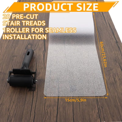 Candala 20 stuks transparante trapmatten voor trappen, 15 x 60 cm binnentrapmatten, antislip traptreden, moderne antislipstrips, zelfklevend