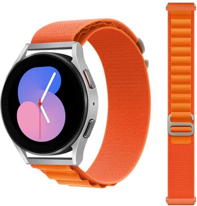 Stravo Smartwatch Alpine Loop Nylon Sport bandje 20mm - Oranje - Geschikt voor Samsung Galaxy Watch 7 6 5 4 - Classic – Nylon horlogebandje voor Garmin Vivoactive 5 3 - Forerunner 245 - Venu SQ 2 - Vivomove - Huawei