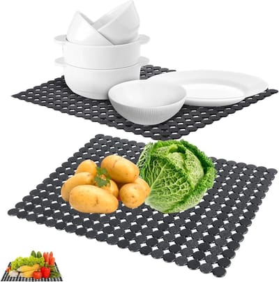 3-delige keukenspoelbakmatten set, PVC gootsteenmat 30 x 40 cm, krasbestendige verstelbare afwasbak onderleggers met snelle afwatering