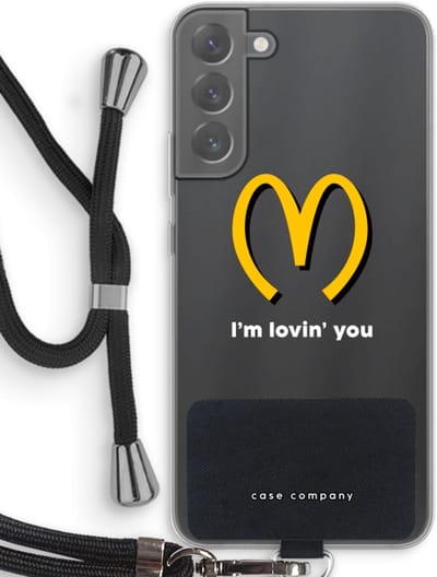 Case Company® - Hoesje met koord geschikt voor Samsung Galaxy S22 Plus hoesje met Koord - I'm lovin' you - Telefoonhoesje met Zwart Koord - Bescherming aan alle Kanten en Over de Schermrand