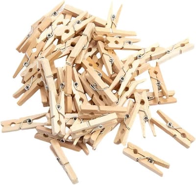 Houten clip pushpins - set van 60 stuks in opbergemmer - natuurlijke prikbordspijkers voor foto's, kunst, notities - milieuvriendelijke accessoires voor thuis, kantoor en klaslokalen.